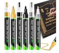 Lot de 6 stylos pour gravure sur pierre tombale, couleurs : noir, or, argent