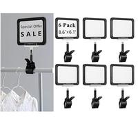 Lot de 6 supports de panneau en plastique avec pince, clips rotatifs pour étiquettes pop pour vente au détail, supermarché, exposition (21,8 x 15,5 cm)