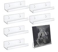 Lot de 6 supports de record en acrylique transparent - Étagères murales de 10,2 cm - Design transparent durable - Comprend des vis et du ruban adhésif double face - Affichage en vinyle - Salle de bain