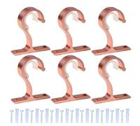 Lot de 6 supports de tringle à rideaux multi-usages, matériel de traitement de fenêtre, support de plafond pour tringles de 25 à 28 mm (or rose)