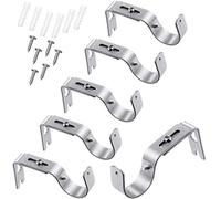 Lot de 6 supports de tringle à rideaux - Supports muraux réglables - Crochets muraux à l'extérieur - Avec vis pour tringle à rideaux de 2,5 cm de diamètre (argent mat)