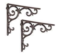 Lot de 6 Supports d'étagère Antiques, Supports d'étagère en Fonte, Ornements baroques, Angles pour étagères, Vintage, Support d'étagère, Marron