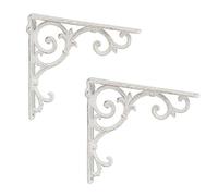 Lot de 6 Supports d'étagère Antiques, Supports d'étagère en Fonte, Ornements baroques, Angles pour étagères, Vintage, Support d'étagère, Blanc