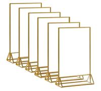 Lot de 6 supports en acrylique pour table, format A5, couleur or, dimensions 15x21 cm, recto-verso