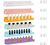 Lot de 6 supports muraux pour balai - Transparents - Pour garage et buanderie - Organiseur d'outils robuste avec fentes antidérapantes pour outils de jardin, fournitures de nettoyage (couleur macaron)