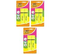Lot De 6 Surligneurs Bic Highlighter Jaune Fluo Pointe Biseautée Modulable (1,2 Mm-4,6 Mm)