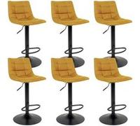 Lot de 6 Tabourets Acier et Tissu Jaune Moutarde - MAGNUS -