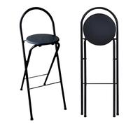 Lot de 6 tabourets de bar hauts pliants avec dossier réglable en hauteur 60, 65, 70, 75 cm, charge maximale de 125 kg, tabourets de comptoir de cuisine portables pour bar Noir