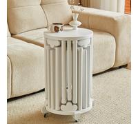 Lot de 6 tabourets empilables ronds 6 en 1 en bois pour salon, canapé, table basse, blanc