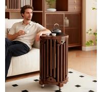 Lot de 6 tabourets empilables ronds en bois avec roulettes, tables d'extrémité gigognes peu encombrantes pour salon, entrée, chambre à coucher, salle à manger, pas de montage, table de chevet