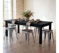 lot de 6 tabourets HWC-A73 avec assise en bois, tabouret métallique, métal design industriel empilable ~ gris