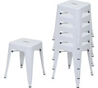 lot de 6 tabourets HWC-A73, tabouret métallique, métal design industriel empilable ~ blanc