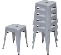 lot de 6 tabourets HWC-A73, tabouret métallique, métal design industriel empilable ~ gris