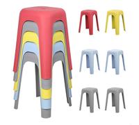 Lot de 6 Tabourets Plastiques - WILITTO - Empilables et Peu Encombrants - Base Antidérapante - 33x26x44cm