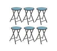 - Lot de 6 Tabourets pliants avec effet velours - Bleu