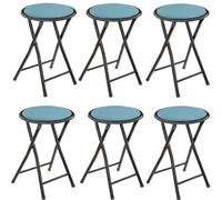 Lot de 6 Tabourets pliants avec effet velours - Bleu