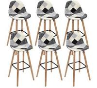 Lot de 6 Tabourets Scandinaves Noirs et Blancs - MOZAIK - ALTOBUY Blanc G