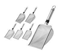 Lot de 6 tamis de jardin en acier inoxydable, tamis de jardin, tamis à compost avec poignée, tamis à terre, filtre à sable, pelle à sable pour sable, pierres, terre, compost, Scooper (6 pièces 1,5/2