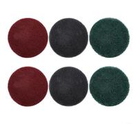Lot de 6 tampons à récurer industriels en nylon de 12,7 cm pour perceuse, vert, rouge, gris, kit de polissage robuste pour enlever la rouille et nettoyer les sols