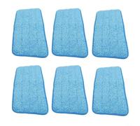 Lot de 6 tampons de nettoyage en microfibre pour tous les serpillères, lavables, réutilisables, bleus, 45 x 14 cm, pour sols durs, nettoyage en profondeur, utilisation humide et sèche, fixation