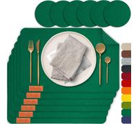 Lot de 6 tapis de sol en feutre, antidérapants, lavables, de couleur vert foncé, dimensions 43 x 30 cm