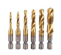 Lot de 6 tarauds hélicoïdaux métriques en acier rapide avec revêtement en titane M3 M4 M5 M6 M8 M10，enduit de titan, métrique HSS, bureau hexagonal, forage de fil, ensemble d'outils