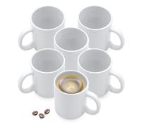 Lot de 6 tasses à café en porcelaine avec anse - Blanc - 310 ml - Pour café, thé, cacao - À peindre - Vides à personnaliser et à bricoler soi-même