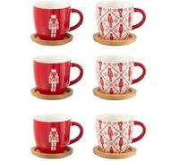 Lot de 6 Tasses à Café & Sous-Tasses "Casse-Noisette" 9cl Rouge