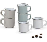 Lot de 6 tasses à espresso aspect émail - tasses à café modernes en céramique pour espresso (50 ml) - lavables au lave-vaisselle et utilisables au micro-ondes