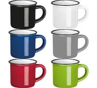 Lot de 6 tasses à expresso au look rétro vintage en céramique avec 60 ml d'aspect nostalgique (mélange de couleurs (6))