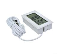 Lot de 6 thermomètres de congélateur avec écran LCD numérique avec longue sonde externe pour réfrigérateur, aquarium, serre (blanc)
