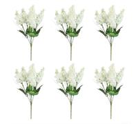 Lot de 6 tiges de lavande artificielles en jacinthe - Bouquet en soie durable pour la maison, le jardin, la fête de mariage - Violet vif - Jaune blanc rose - 35 cm (blanc)
