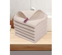 Lot de 6 torchons de cuisine 100 % coton gaufré, ultra doux, absorbants, séchage rapide, 30,5 x 30,5 cm, chiffons pour la vaisselle et l'utilisation quotidienne en cuisine, beige
