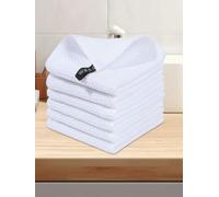 Lot de 6 torchons de cuisine 100 % coton gaufré, ultra doux et absorbants, séchage rapide, 30,5 x 30,5 cm, pour sécher la vaisselle et une utilisation quotidienne en cuisine (blanc)