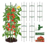 Lot de 6 Tuteurs Tomates jusqu'à 130 cm - Cage à Tomate Robuste avec Connecteurs Hexagonaux, Tuteur Tomate Cerise Réglable pour Potager et Jardin, Piquet Tomate pour Plantes Grimpantes et Roses