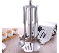 Lot de 6 ustensiles de cuisine en acier inoxydable avec poignées creuses, spatule et cuillère à soupe, gadgets de cuisine essentiels pour la cuisine à la maison