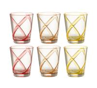 Lot de 6 Verres à Eau Plastique Réutilisable Lignes 44cl Multicolore