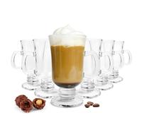 Lot de 6 verres à Irish Coffee / Latte Macchiato avec anse et 6 cuillères en acier inoxydable (offertes)