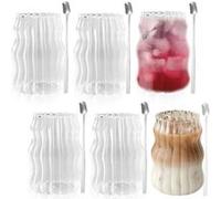 Lot de 6 Verres à Latte 530ml avec Pailles et Cuillères