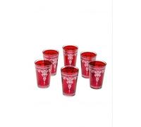 Lot de 6 verres à thé café coloré marocain Andalous couleur rouge | verre de thé turc en style oriental | 6 Photophore en verre comme décoration marocaine dans votre chambre ou maison