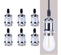 Lot de 6 Vintage E27 douille de lampe TOKIUS Edison retro suspension lampe Adaptateur d’mpoule LED pour Suspension DIY - Chrome