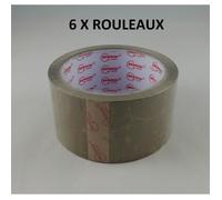 Lot de 6 X Gros Rouleau de Ruban Adhésif Brun Havane 50M x 48mm Emballage Carton