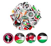Lot de 60 autocollants avec drapeau de la Palestine | Avec 4 autocollants pour voiture, moto, valise, drapeau de la Palestine, pour vêtements, sac à dos
