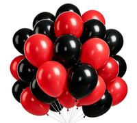Lot de 60 ballons à l'hélium noir et rouge mat, ballons en latex de 30,5 cm pour anniversaire, mariage, Saint-Valentin, remise de diplôme, Halloween, cartes de poker, fête pirate, fête