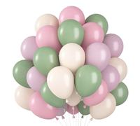 Lot de 60 ballons à l'hélium, vert sauge, pastel, rose rétro, abricot, blanc, en latex, 30,5 cm, pour jungle, safari, anniversaire, fille, princesse, mariage, fête prénatale