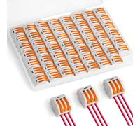 Lot de 60 bornes électriques avec levier de commande - Bornes de câble de 4 mm² - Bornes de raccordement électriques pour câble fixe