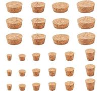 Lot de 60 bouchons en bois naturel - différentes tailles - bouchons de rechange anti-fuites pour bouteilles de vin, de bière et de liqueur.