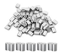 Lot de 60 boucles à sertir en aluminium - Serre-câbles - Double manchons de serrage - 5 mm - Pour câble en caoutchouc, en acier, corde extensible