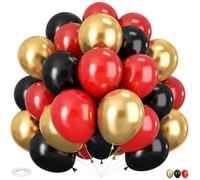 Lot de 60 bouteilles de gaz à l'hélium, 30,5 cm, rouges et dorés, ballons noirs multicolores pour fête, mariage, décoration d'anniversaire, Halloween, anniversaire d'enfant