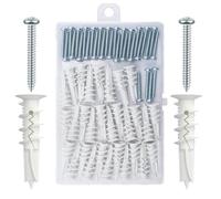 Lot de 60 chevilles d'isolation avec vis - 40 mm - Chevilles pour plaques de plâtre - Chevilles pour plaques de plâtre - Chevilles pour isolation, façade, plaque de plâtre, lot de 30 chevilles à tête